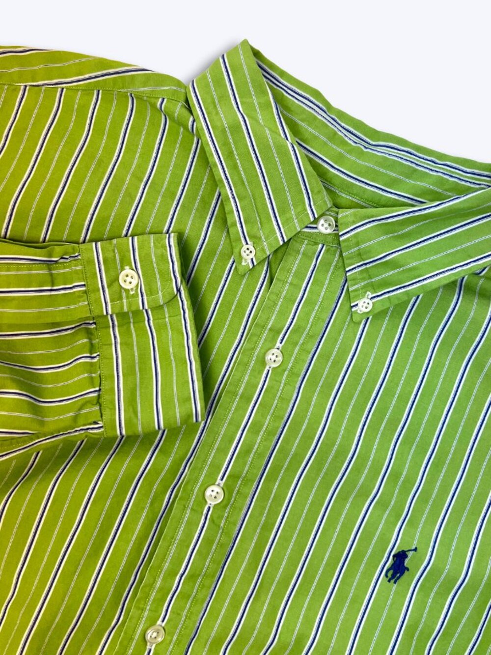 Ralph Lauren Men XL Classic Fit Striped Button Down Shirt Green Lavender Cotton